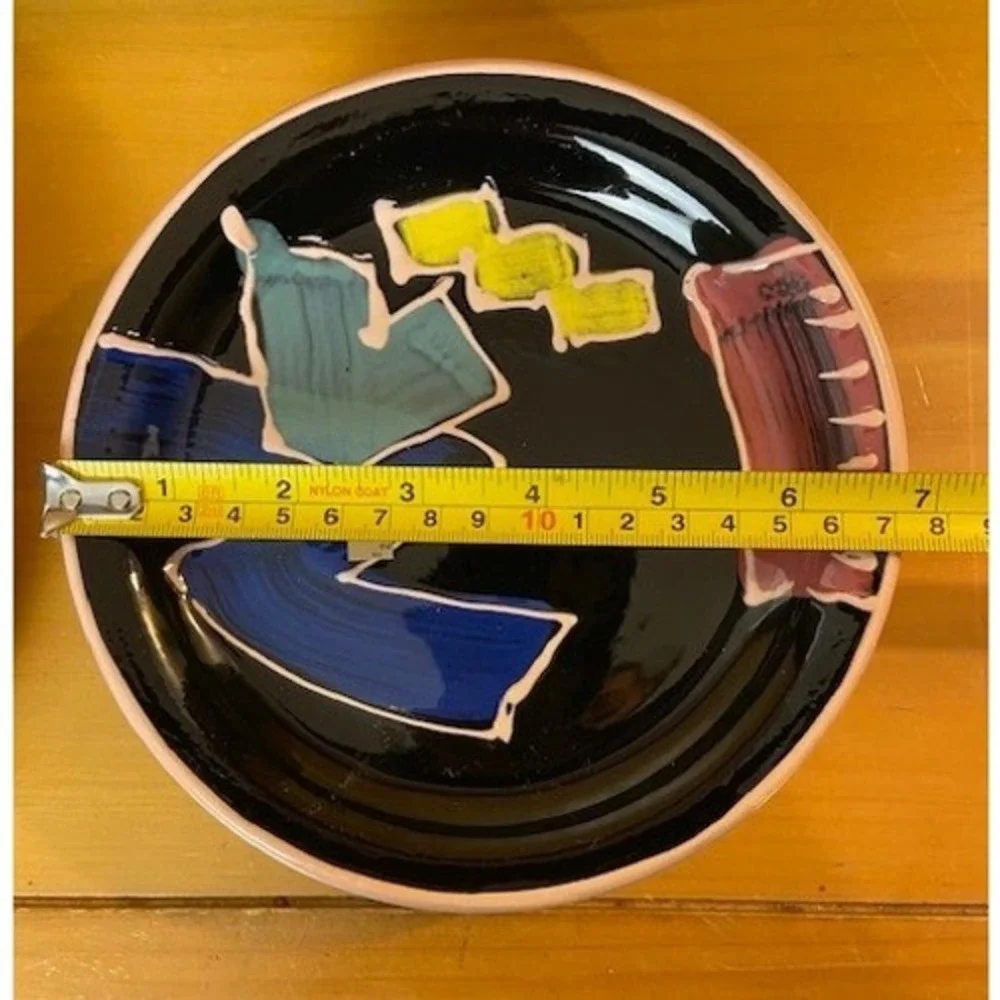 Helaine Melvin California Pottery Vintage Memphis Milano Style 1991 Plate Set 6